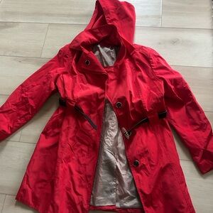 Calvin Klein  Red Women's Hooded trench Coat size L/XL